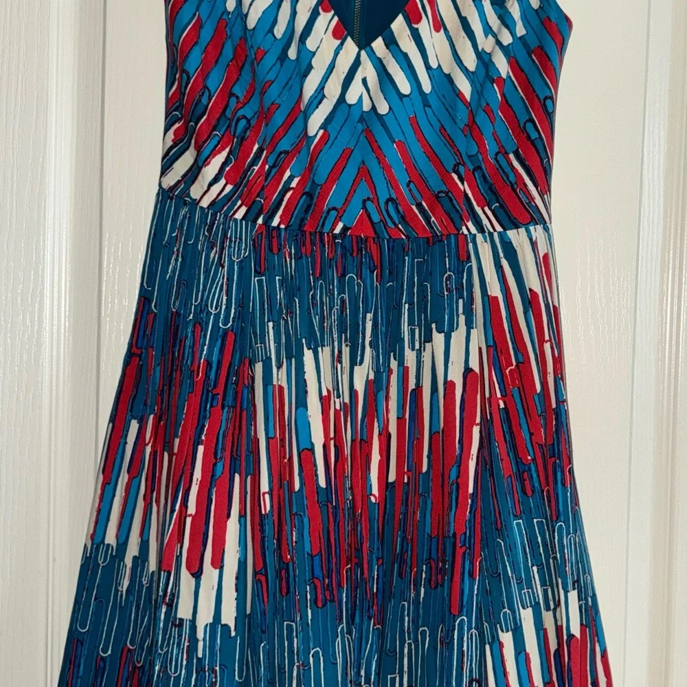 Vibrant Blue and Red Midi Dress EUC worn once - Picture 7 of 7